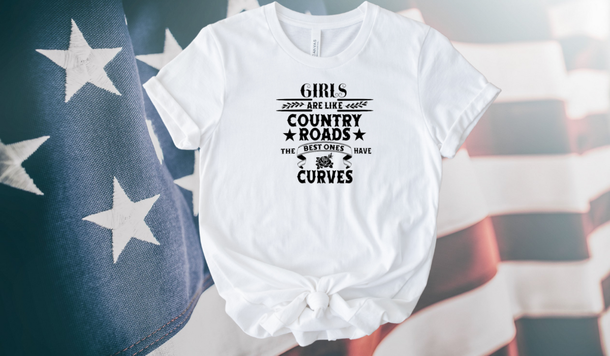 Girls Are Like Country Roads, The Best Ones Have Curves Ladies Short Sleeve T-Shirt
