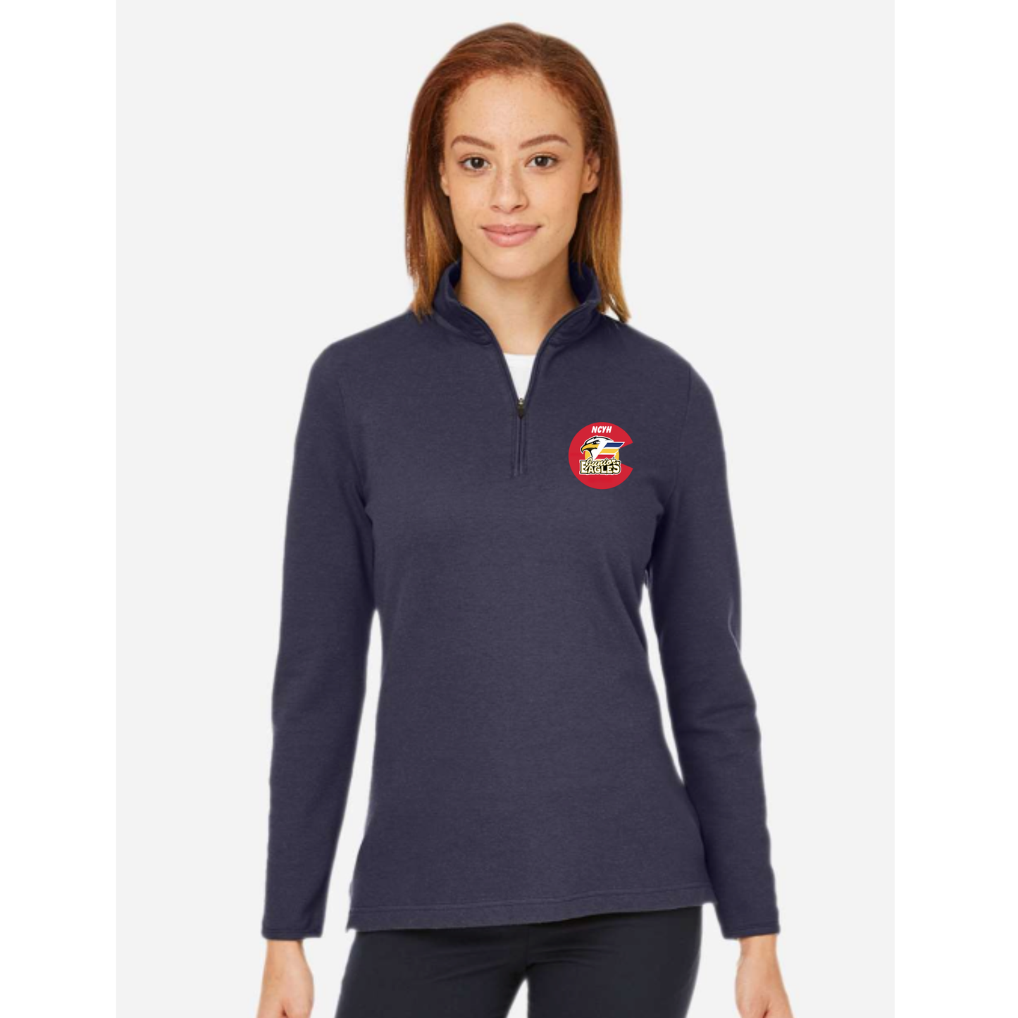 Women's Navy Blue  Performance Quarter-Zip Pullover Left Chest Logo