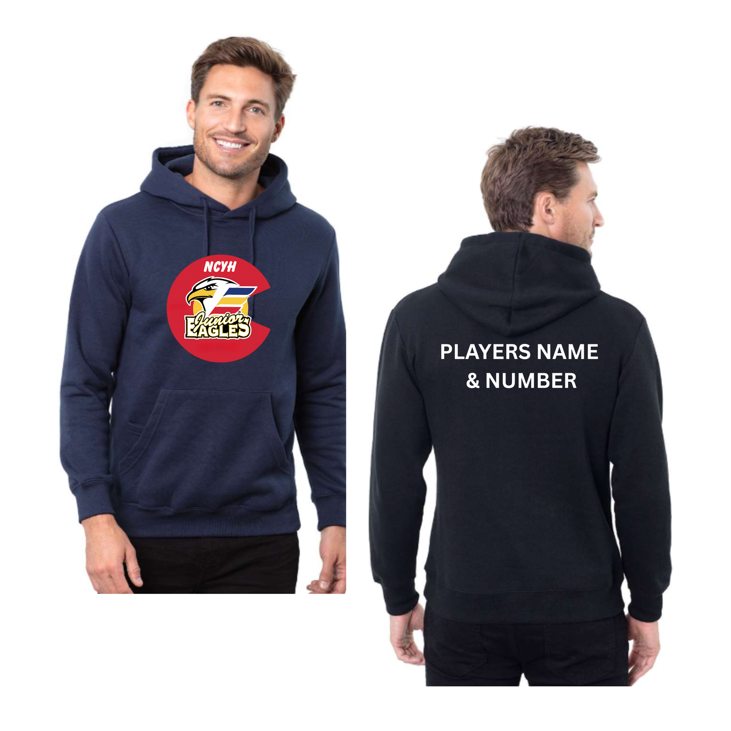 Unisex Adult Navy  Blue Fleece Pullover Hooded Sweatshirt