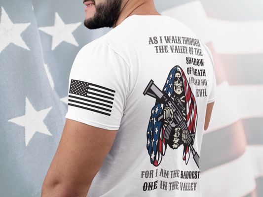 "Shop the Ultimate Men's Second Amendment T-Shirt: Fear No Evil in Style!"