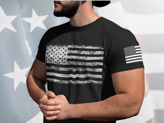 "Show Your Patriotism: Men's Second Amendment T-Shirt with American Flag Design!"