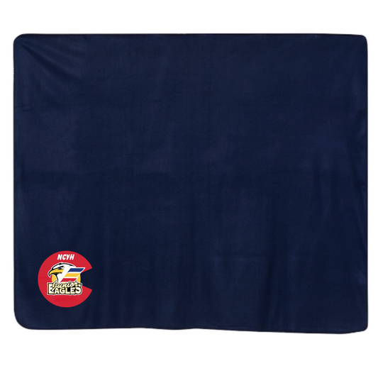 Embroidered Navy Blue Fleece Blanket