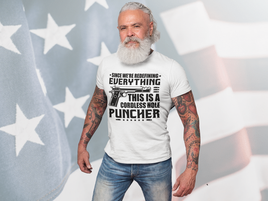 "Get Your Men's Second Amendment T-Shirt: Bold Design with a Pistol & Witty Slogan!"