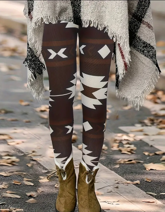 Western Ethnic Print Skinny Leggings