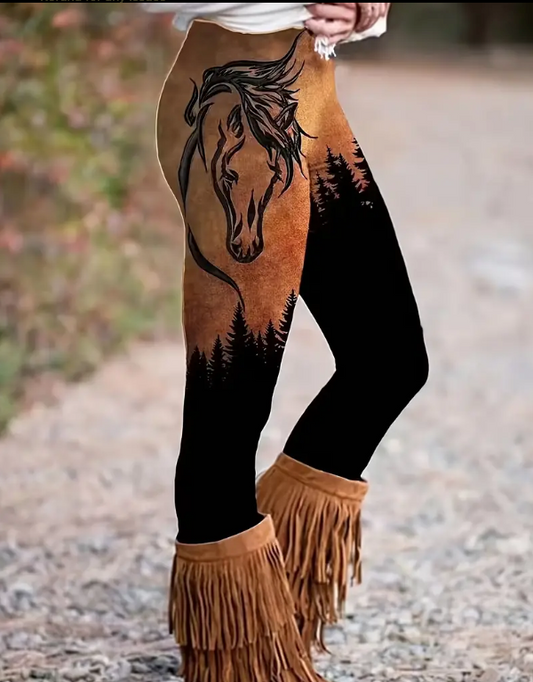 Horse Print Skinny Leggings