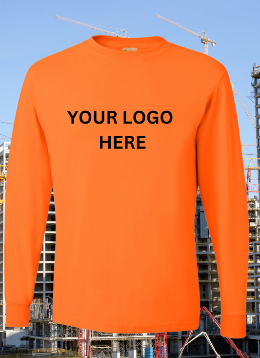 Long Sleeve Safety T-Shirt High - Visibility  - Safety Orange & Safety Green 50/50 cotton/polyester