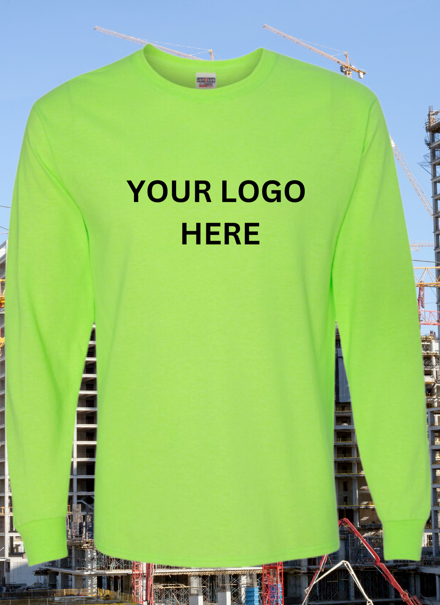 Long Sleeve Safety T-Shirt High - Visibility  - Safety Orange & Safety Green 50/50 cotton/polyester